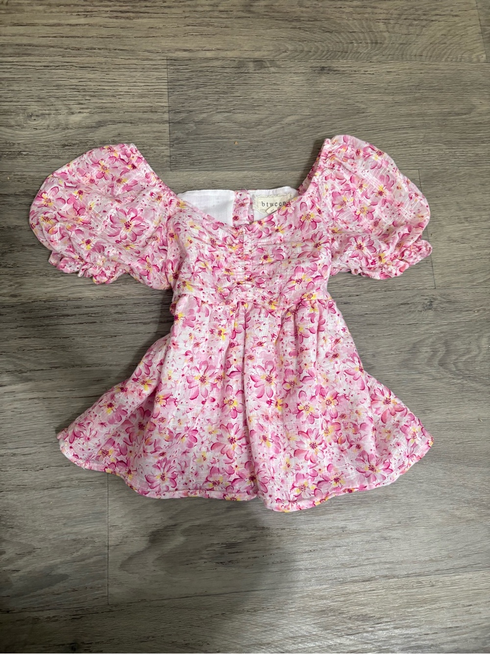 Pink Floral Puff Sleeve Baby Doll Top!